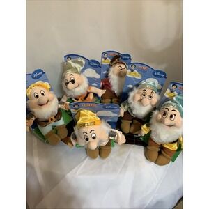 6 Walt Disney Snow White Seven Dwarfs Stuffed Plush NEW On Card‎ 11 Inch